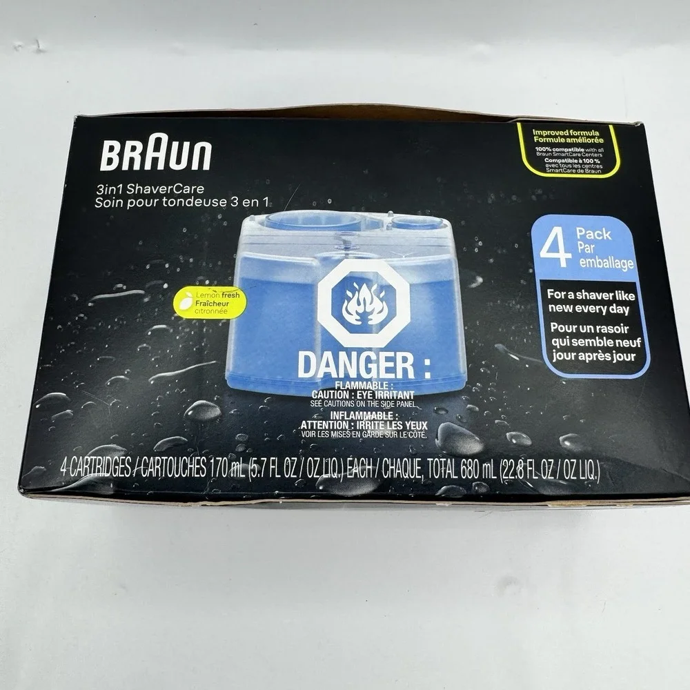 Braun 3 in 1 Shaver Care 4 Pack Cartridges New Sealed in Box